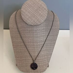 NWOT Stainless Steel Silver Black Tree of Life Pendant Necklace